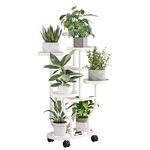 Yizaijia 5-TIER Metal Plant Stand Indoor Outdoor Wheels Garden Patio Balcony Whi. Fixed Price $51.55.