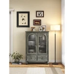 Storage Cabinet, Distressed Wood Kitchen Pantry With 2 Glass Doors. Fixed Price $435.00.