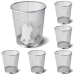 6 Pack Silver Office Trash Can Bulk Mesh 4 Gallon Metal Wire W.... Fixed Price $74.70.