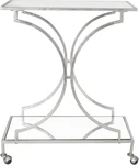 Ignatius Silver Bar Cart - Elegant Home Collection For Entertaining. Fixed Price $257.99.