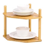 2-TIER Expandable Bamboo Corner Shelf Dish/plate Organizer For Cabinet, Kit.... Fixed Price $29.98.