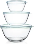 Luvan Glass Mixing Bowls With Lids SET(4.5QT, 2.7QT, 1.1QT)-LARGE. Fixed Price $49.41.