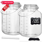 Galssmagic 1 Gallon Super Wide Mouth Glass Jars With Airtight LIDS,2 Pack.... Fixed Price $53.99.