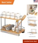 Glidez Bamboo & Steel Pull-out Organizer 2-TIER Under Sink Storage Solution. Fixed Price $75.95.