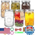 Hingwah Wide Mouth Mason Jars 32 Oz, 6 Pack Large Quart With Airtight. Fixed Price $40.81.