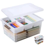 17 Qt Plastic Storage Box With Removable Tray Craft Organizers And Cl.... Fixed Price $41.84.