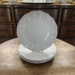 Set Of Four Mud Pie Seashell White Majolica 11 Dinner Plates Beach Coastal. Fixed Price $79.85.