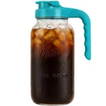 Mason Jar Pitcher Airtight Leakproof Glass 64OZ Wide Mouth With Pour Spout Teal. Fixed Price $35.62.