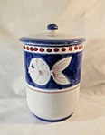 Solimene Vietri Campagna Pesce/fish Italy Blue Ceramic Kitchen Canister Caddy 9". Fixed Price $55.00.