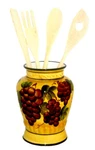 Kitchen Utensil Holder With Tools Tuscany Grape Ceramic. Fixed Price $34.99.