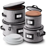 Grey Fine China Plate Storage Containers Set Of 4 With Padded Dividers. Fixed Price $86.49.
