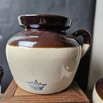 Vtg Durgin- Park Market Bean Pot 3 Qt Blue Stamp Crown Primitive Stoneware Crock. Fixed Price $37.95.