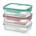 Glasslock 3PC Rectangular Storage Container Set W/ Lid 710ML. Fixed Price $32.44.