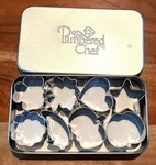 Pampered Chef Creative Cutters Set Of 8 Mini Cookie Metal Tin. Fixed Price $8.99.