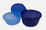 Tupperware Modular Bowls Set Of 2 Large 6 Cup + 8 Navy & Light Blue New. Fixed Price $24.95.