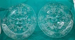 Set 2 Viking Prelude Etched Glass 3 Toed Lemon Tray Plate Dessert Footed 4901. Fixed Price $26.00.