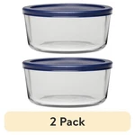 (2 Pack) Anchor Hocking Glass Food Storage Container With Lid, 7 Cup Round. Fixed Price $8.98.