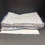 Lillian Vernon Quilted Floral Storage Bags Blue White Set Of 2 Zippered Cases. Fixed Price $29.97.