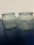 Two Vintage Libbey Orchard Fruit Embossed Glass Storage Jars- No Lids. Fixed Price $15.00.