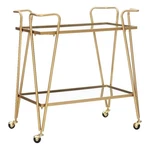 Linon Mia Metal And Mirrored Mid-century 2 Level Rolling Bar Cart Gold. Fixed Price $157.98.
