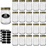 Glass Jars 12OZ 20 Pack Regular Mouth Mason Meal Prep Food Storage Lid Gold. Fixed Price $47.16.