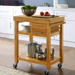 Rolling Bamboo Kitchen Island Cart Food Prep Trolley, With Towel Rack Drawers. Fixed Price $169.99.