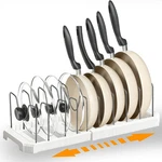Adjustable Pot Lid Organizer Rack, 9 Compartments Cabinet Storage Holder For .... Fixed Price $27.38.