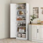 Homcom 67" Kitchen Pantry Storage Cabinet W/ Shelves, White Embossed Wood Grain. Fixed Price $155.99.