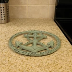 Cast Iron Anchor Trivet Nautical Coastal Decor Hot Pad 7" Round Vintage Look. Fixed Price $7.17.