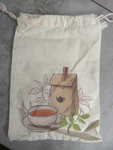 Gardenika Tea Canvas Drawstring Gift Bag Cloth Pouch 12.5" X 8.5" Multicolor. Fixed Price $7.99.
