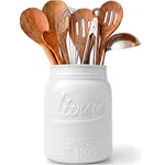 Elegant Wide Mouth Mason Jar Utensil Holder - Large Ceramic Kitchen Organizer. Fixed Price $34.99.