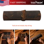 Tourbon Vintage Leather Roll Tool Organizer Wood Carving/electrician Bag Gift Us. Fixed Price $24.99.