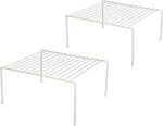 Kitchen Cabinet Shelf Storage Organizer Rack, Set Of 2 - White, Steel Wire Ra.... Fixed Price $19.44.