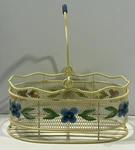 Pfaltzgraff Summer Breeze Wire Basket Metal -w- Handle Rare Vguc. Fixed Price $32.00.