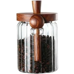 Coffee Canister, Container With Wooden Spoon And Lid, Ribbed Design, A.... Fixed Price $19.33.