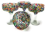 Dos Sue Mexican Hand Blown Set Of 4 Margarita Glasses C.... Fixed Price $102.23.