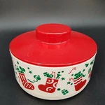 Vintage Tupperware Christmas Container 2062A-3 With Lid White Red Green Stocking. Fixed Price $13.10.