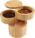 Triple Salt Cellar 3 Tier Bamboo And Pepper Storage Box With Magnetic Swi. Fixed Price $31.99.