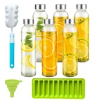 Hiliykiliy 6 PACKS18 Oz Clear Glass Juice Bottles W/lids, Reusable New!!. Fixed Price $29.99.