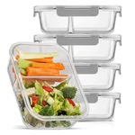 Joyjolt Divided Food Storage Containers With Lids Airtight. 5 Pack Glass Meal. Fixed Price $46.33.