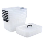 Cand 6-PACKS Stackable Latching Box 12 Quart Storage Containers W/ Lids & Handle. Fixed Price $44.99.