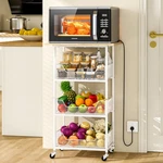 Organize Your Kitchen Fast - 4 Tier Rolling Microwave Cart With Storage. Fixed Price $74.99.