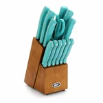 Oster Evansville 14 Piece Stainless Steel Blade Cutlery Set W Turquoise Plastic. Fixed Price $66.17.