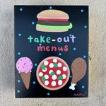 Tatutina Take Out Menu Wooden Box Hand Painted 12X9X3. Fixed Price $24.00.