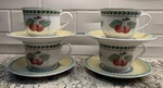 Four (4) Villeroy Boch French Garden Fleurence Breakfast Cups Cream Soup Saucers. Fixed Price $129.95.