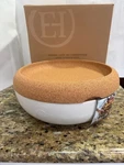 Emile Henry Made In France Fruit Veggie Storage Bowl With Cork Lid 14" White. Fixed Price $135.00.