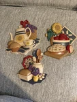 3PC Resin Kitchen Food & Drink Wall Plaque Set, Multicolor Country 3D Relief. Fixed Price $30.00.