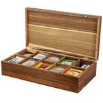 Elama Tea Box Acacia Wood 10 Compartment 14.25"W Dark Brown Rectangle Storage. Fixed Price $49.98.