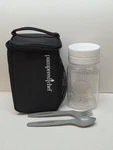 Pampered Chef Insulated Lunch Tote Set W/ Food Container Lid Spoon Fork Black.... Fixed Price $11.99.