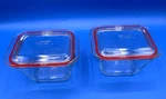 Pyrex 7213 Rectangular Refrigerator Glass 1.9 Cup With Silicone Lined Lids. Fixed Price $22.99.